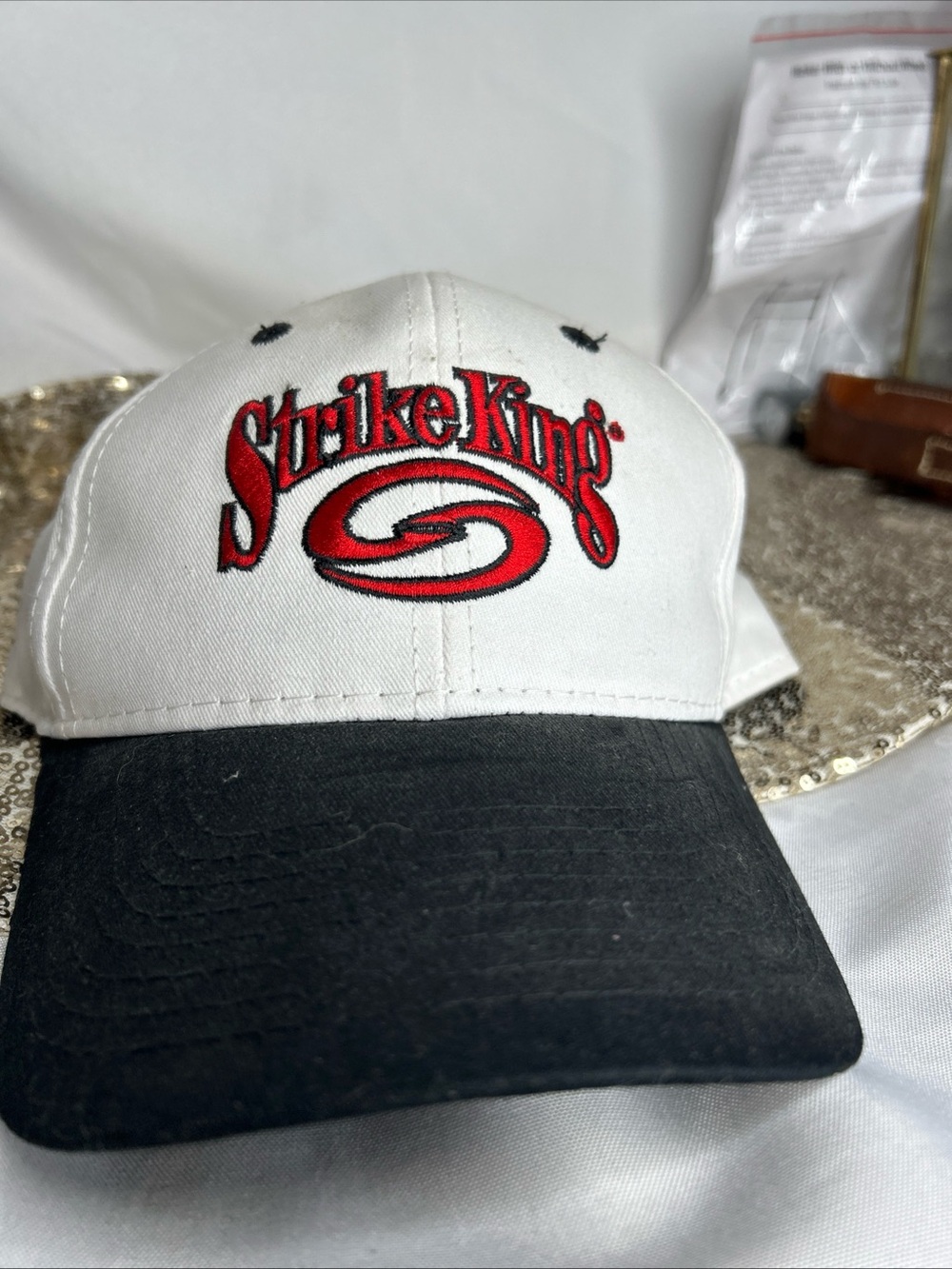 Strike King Lure company Fishing Two-Tone Embroidered Logo Cap - White & Black